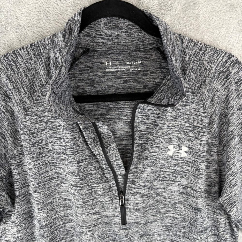 Under Armour Men XL HeatGear Gray 1/2 Zip Lightweight Pullover Long Sleeve Shirt - Picture 2 of 10
